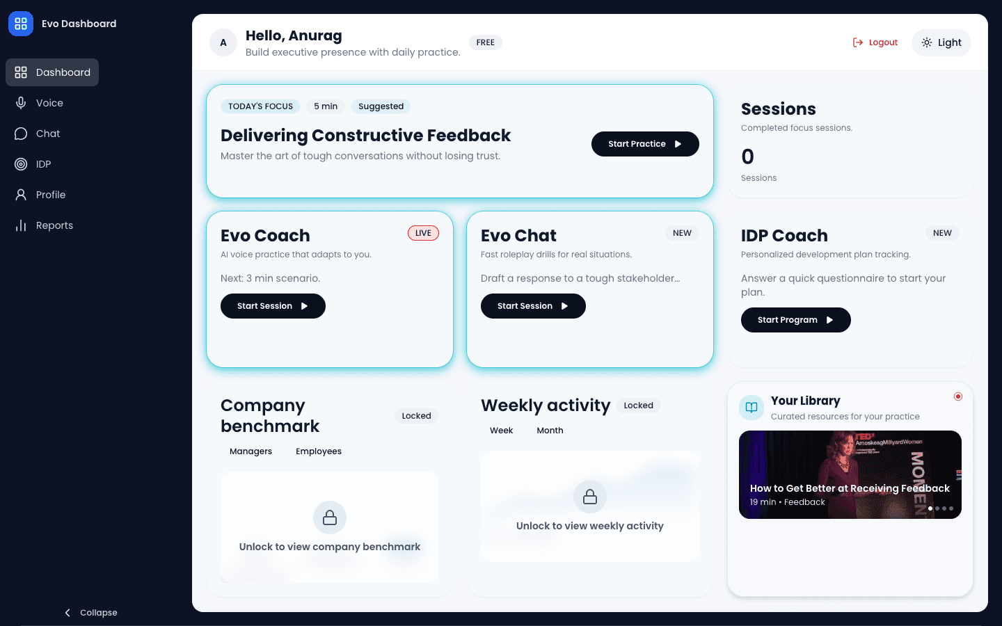 Evo Dashboard — Live Product