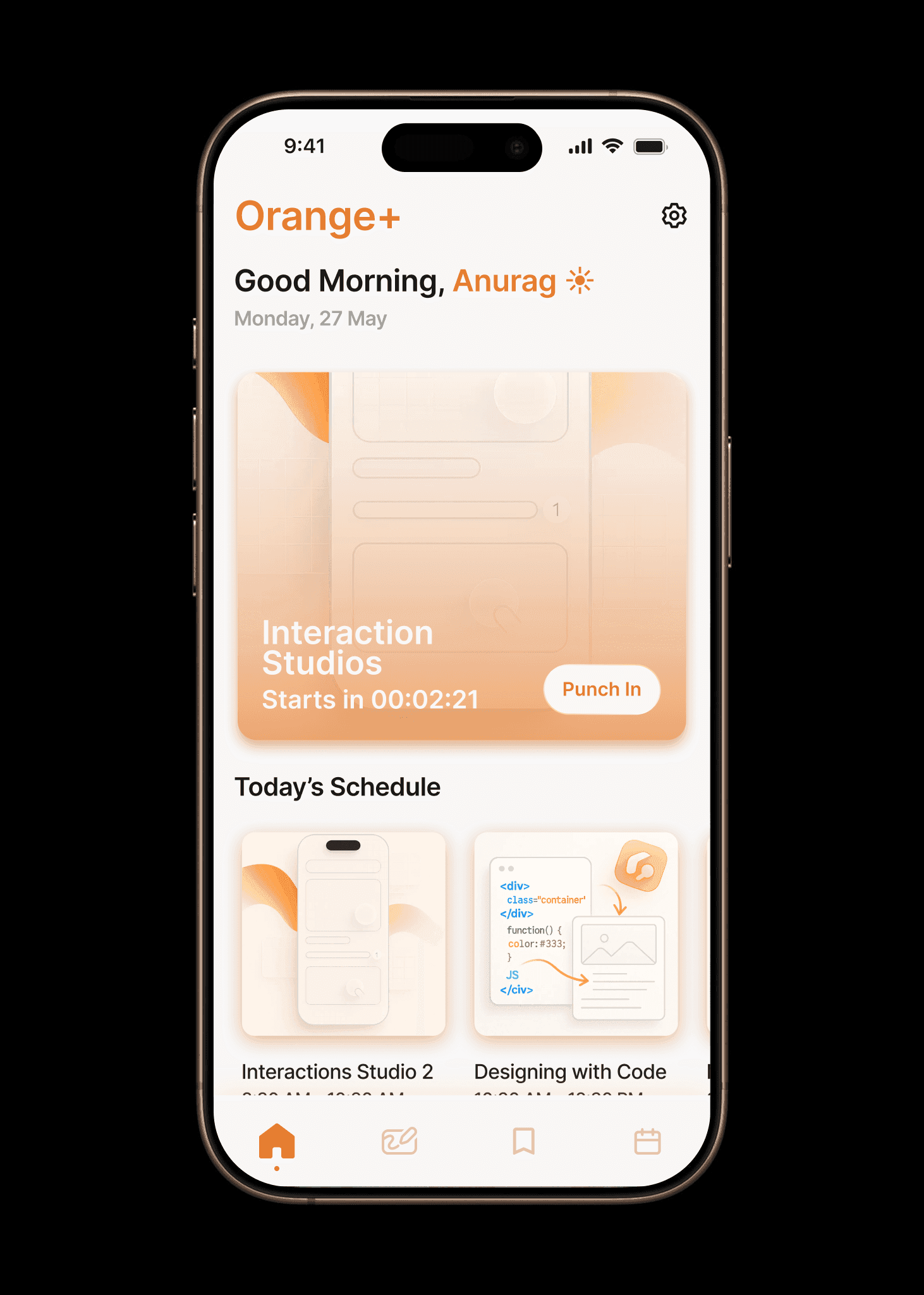 Orange+ — Home Screen